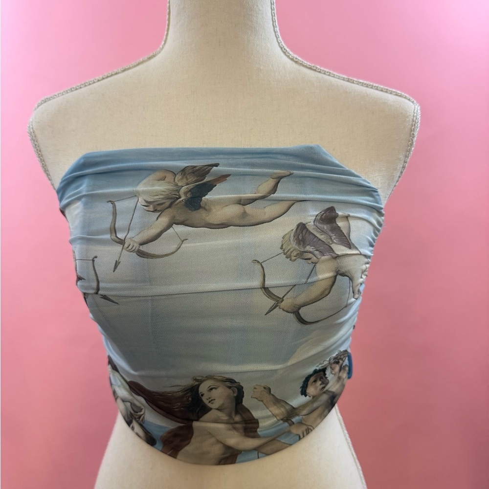 Blue Angel Print Crop Top